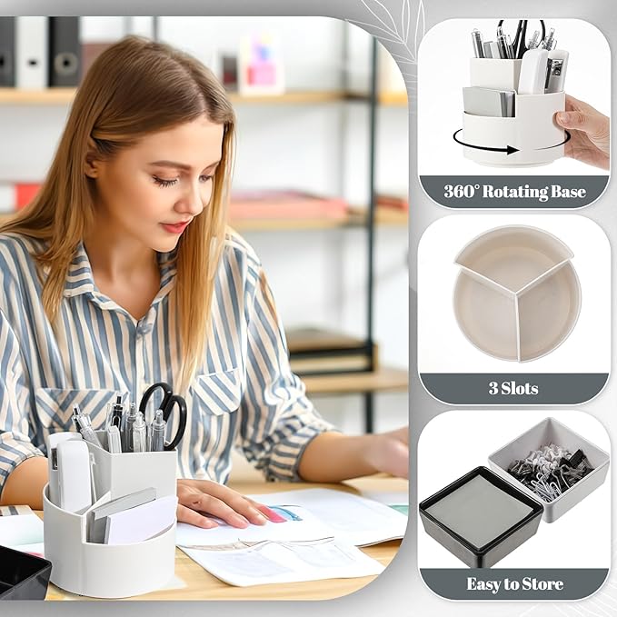 Kosiz 27 Pcs Black White Desk Accessories Aesthetic Desk Organizer Neutral Office Supplies Pen Holder Stapler Binder Sticky Notes Paper Clips Scissor Staples Aesthetic Accessories for Women(Classics)