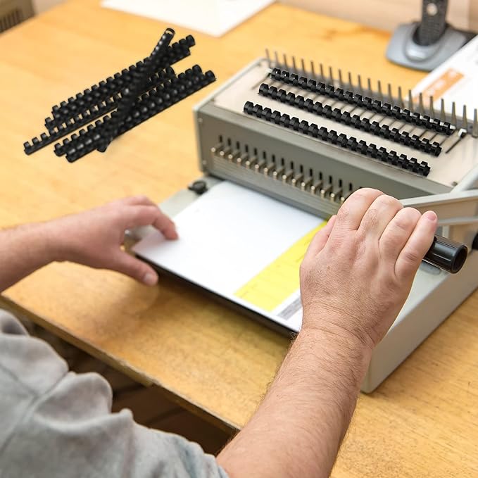 Yunsailing 150 Pack Plastic Binding Combs Plastic Binder Comb Ring 19 Ring Binding Spines Letter Size Spiral coils for Notebook Calendar(1/4 5/16 3/8 1/2 5/8 3/4 in,Black)