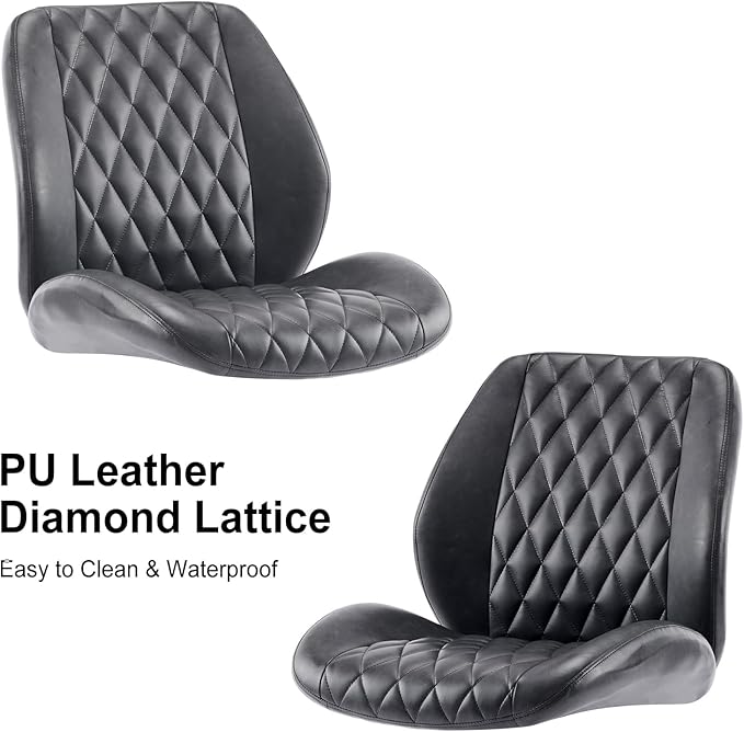 YFO Home Office Desk Chair Office Rubber Casters Ergonomic Computer Chair with Lumbar Support Adjustable Height Rolling Swivel Executive Task Armrests Chair， Black PU