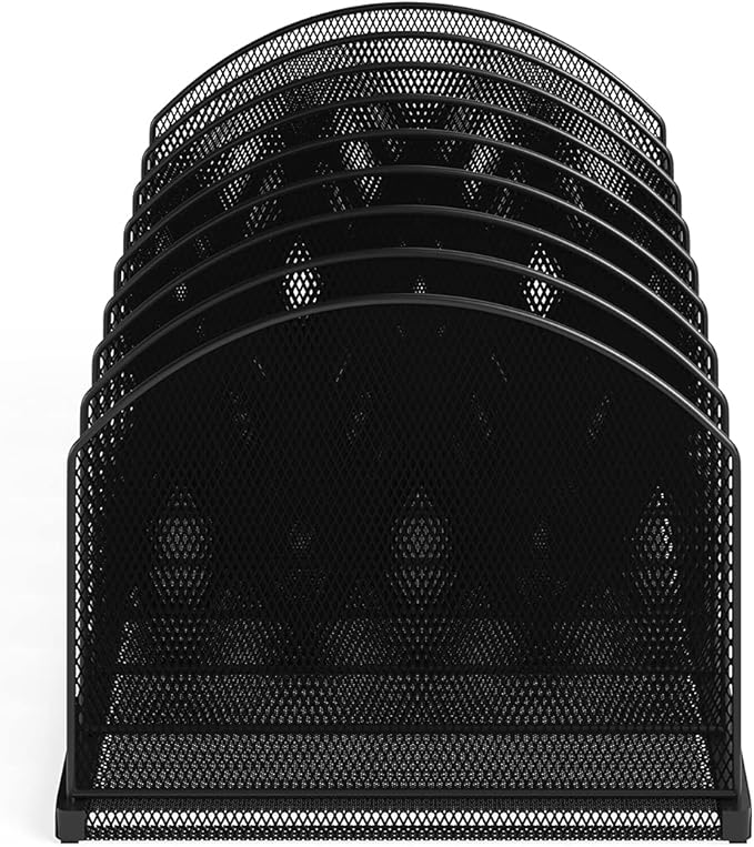 Safco Products Onyx Desktop File Organizer 8 Upright Sections Home, Office or Classroom Desktop Organization,Black,3212BLKD