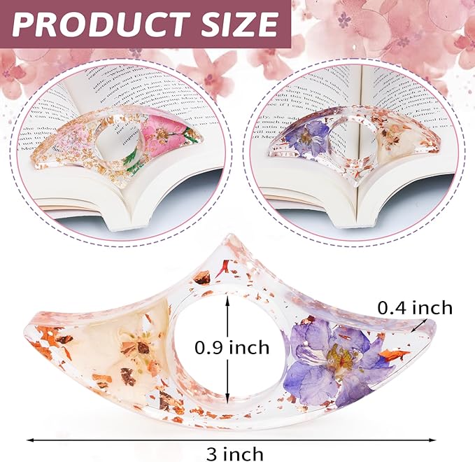 Book Page Holder, Kaluofan 2PCS Thumb Book Page Holder, Book Accessories for Reading Lovers, Handmade Dried Flower Book Opener Holder Thumb, Meaningful Gifts for Book Lovers Teachers Students