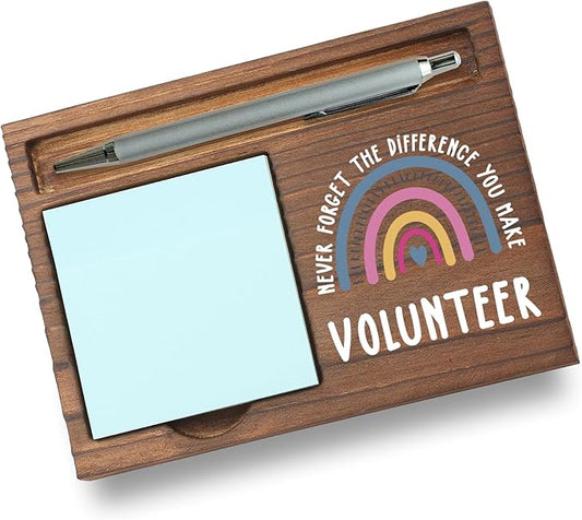 Volunteer Gifts Sticky Note Holder, Thank You Gift for Community Volunteer, Nonprofit Helper, or School Volunteer, Volunteer Appreciation Week, Graduation or Holiday Office Desk Decor PB038