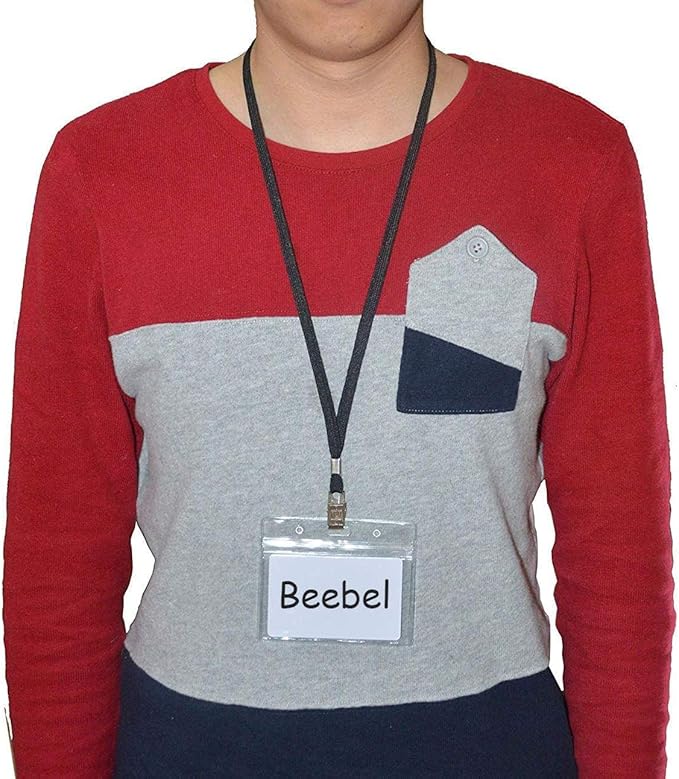 Beebel Lanyards 100 Pack Nylon Flat Badge Lanyard for Id Badge Name Tag (Navy Blue, 100 Pack)