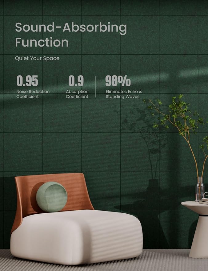 Bumusty Large Cork Board 36"x24" Alternative - 6 Pack Felt Wall Tiles with 40 Safe Removable Adhesive Tabs, 30 Pushpins, Cork Boards for Walls Pin Board Bulletin Board Office Decor (Aurora Green)