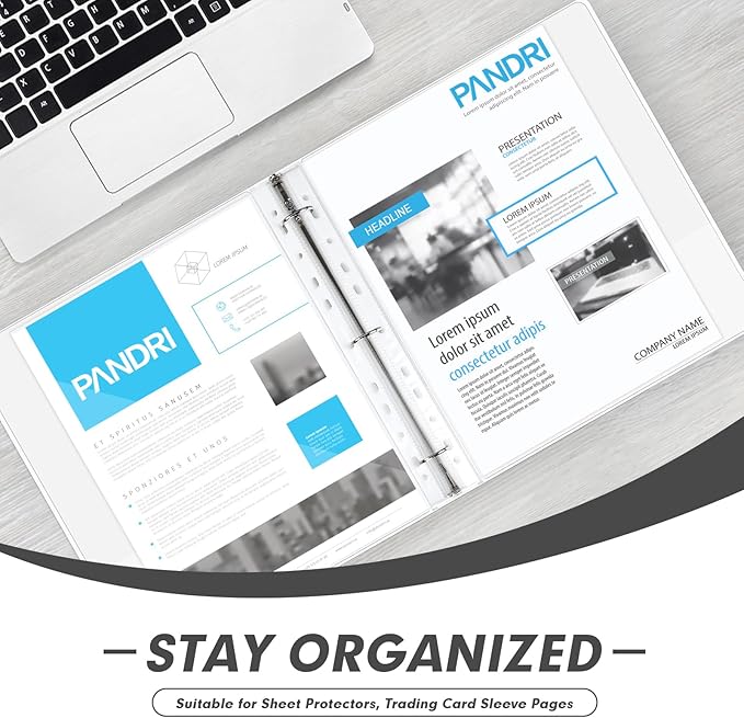 3 Ring Binder 1 Inch, PANDRI 12 Pack 1-Inch Binder Fits Letter Size 8.5'' x 11'' Paper, Versatile Binders for Office Home School, 2 Pockets, White