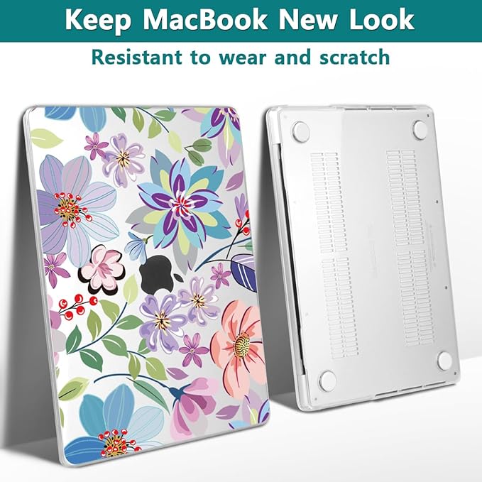 Teryeefi Case for MacBook Pro 16 inch M4/M3/M2/M1 Pro Max 2025-2021 Release (A3403/A3186/A2991/A2780/A2485), Laptop Hard Shell with Keyboard Cover & Screen Protector & Type C Adapter, Flower 104