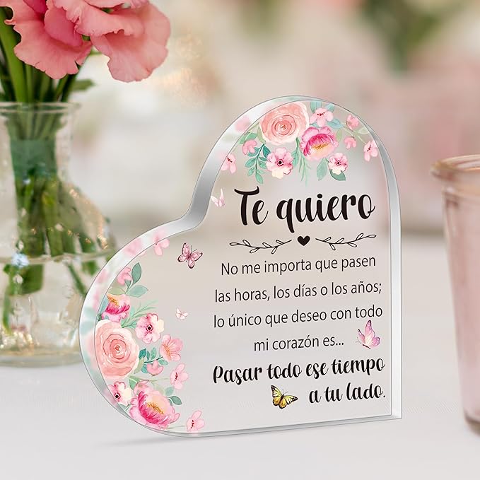 Yopyame I Love You Gifts - Spanish I Love You Acrylic Gifts for Her Him Valentines Day Couple Acrylic Keepsake Paperweight for Boyfriend Girlfriend Wedding Anniversary Acrylic Gifts for Husband Wife