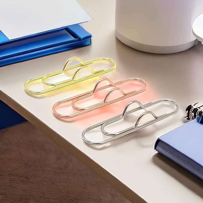 Metal Pen Clips in Gold/Silver/Rose Gold - Pack of 12 Paperclip Pen Holders for Notebooks and Papers, Metal Pen Clip Holder and Pen Holder Clip Included