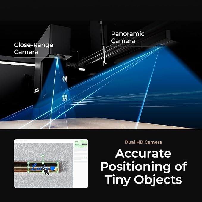 xTool P2 55W CO2 Laser Cutter, Smart Desktop CO2 Laser Engraver and Cutter Machine, Dual Smart 16MP Cameras, Curved Surface Engraving, Create with Wood and Metal Acrylic Glass Fabric Leather (White)