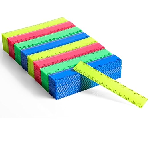 Zonon 200 Pcs Rulers Bulk Plastic Flexible Straight Rulers with Inches and Centimeters for First Day of School Gift for Students Back to School Office Supplies(Opaque Bright Color,6 Inch)