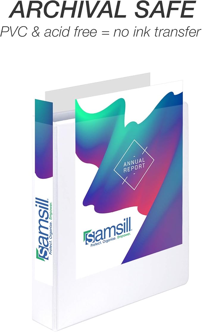 Samsill Durable 1.5 inch 3 Ring Binder, Made in USA, D Ring Binder, FSC 100% Recycled Chipboard, White, 4 Pack