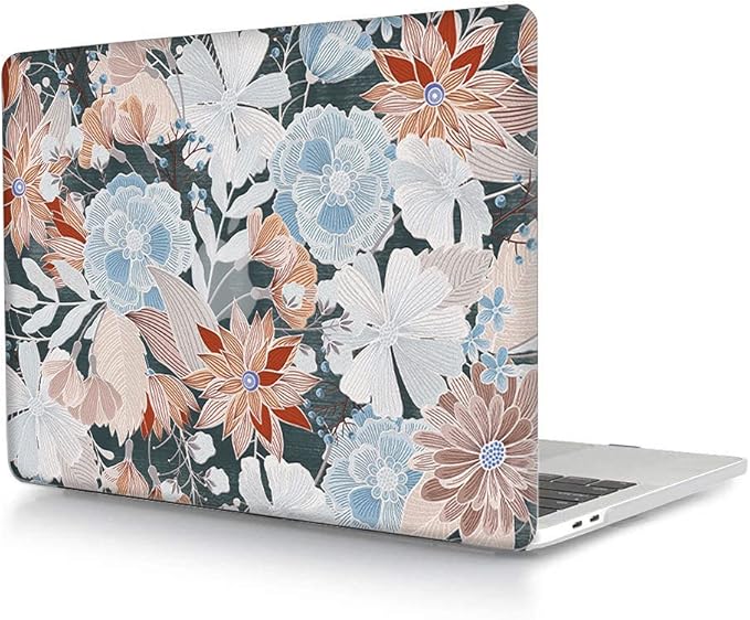 Case Compatible with MacBook Pro 13 Inch 2015 2014 2013 2012 Model A1502 & A1425, Plastic Hard Shell Protective Case with Keyboard Cover for Mac Pro Retina 13 Old Version - Embroidered Flower