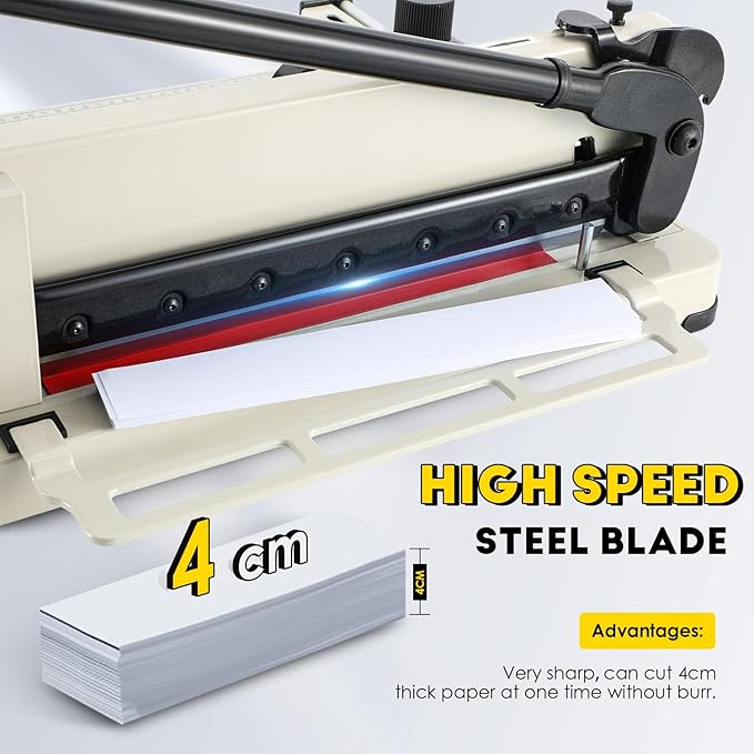 CGOLDENWALL Heavy Duty Paper Cutter A4 12" Paper Guillotine Cutter, Max. 400 Sheets, 0.02mm Cutting Accuracy, Suitable for Offices Production Leather Fabrics