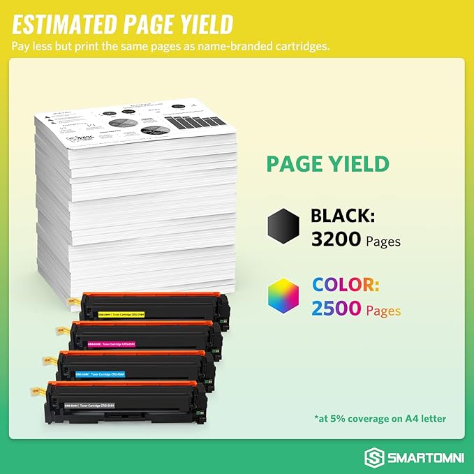 Compatible Toner Cartridges Replacement for Canon 054 054H CRG-054H High Yield use for Canon Color imageCLASS LBP620 LBP622Cdw LBP623Cw MF640C MF641Cw MF642Cdw MF644cdw MF645Cx 4 Packs