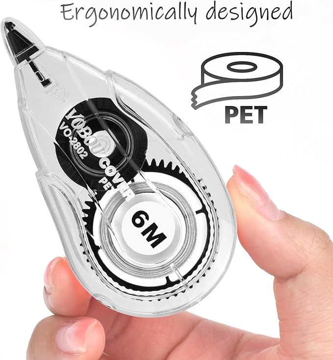 Correction Tape Dispenser, Easy To Use Applicator for Instant Corrections, For school, Office (White, 12pack, 6M/256, Tape Width 0.2in)