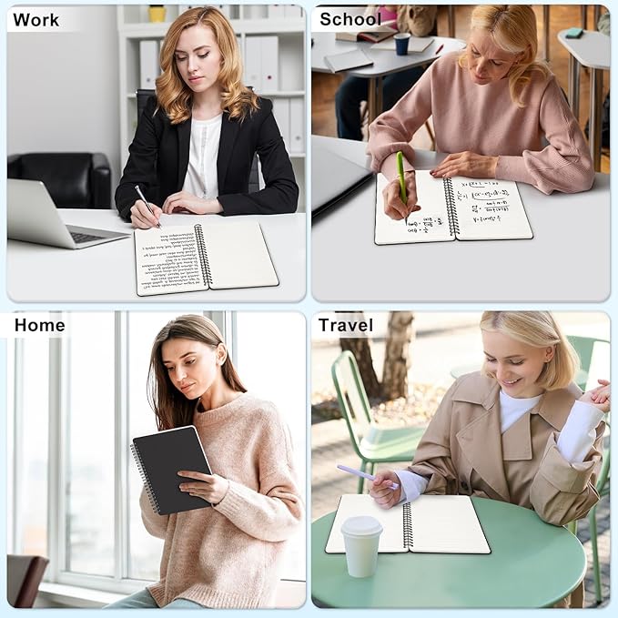 Lined Spiral Journal Notebook, B5 Hardcover Leather Notebook for Work, 7.8''×10'', 100GSM Thick Paper Spiral Bound Journaling Notebooks for Women & Men Office School Note Taking Business, Black