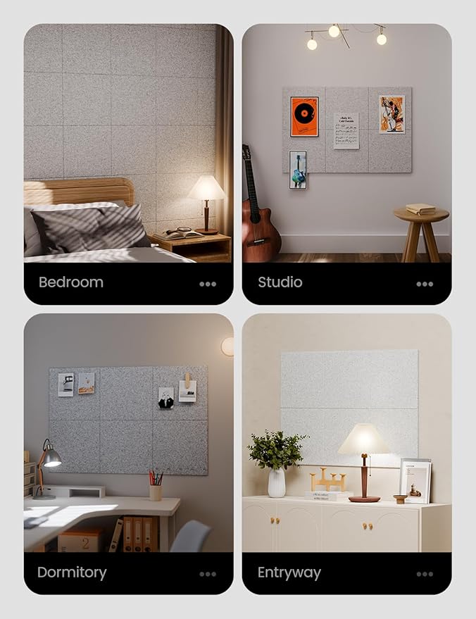 Large Felt Bulletin Board 36" x 24" Cork Board Alternative-6 Pack with 40 Safe Removable Adhesive Tabs, Cork Boards for Walls Cork Board for Home Office Classroom Pin Board - Marble Gray