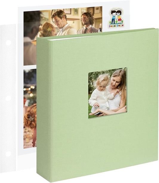 8.5x11 Inch Large 3 Ring DIY Scrapbook Photo Album with 30 Plastic Sleeves 60 Pages Blank Scrapbooks, 8.5 x 11 Scrap Book Albums for Baby Travel Wedding Graduation kids (Sage Green)