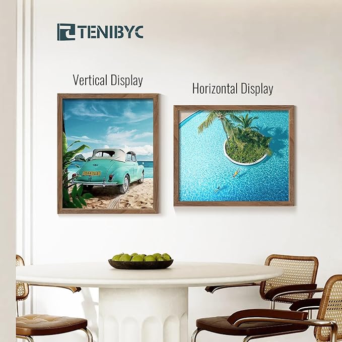 20x24 Picture Frame 4 Pack, Brown Walnut Wood Poster Frame, Horizontal and Vertical Display, Wall Hanging