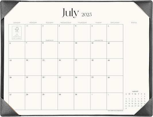 Simplified Desk Calendar 2025-2026 with Desktop Mat, Cabbrix Large Desk Pad Calendar 21" x 16-1/2" Covering July 2025 to June 2026, Desk Blotter Calendar 2025 for Home School and Office (Black)
