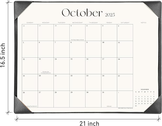 Simplified Desk Calendar 2026 with Desktop Mat, Cabbrix Large Desk Pad Calendar 21" x 16-1/2" Including January 2026 to December 2026, Desk Blotter Calendar 2026 for Home School and Office (Black)