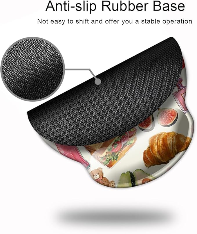 Ergonomic Mouse Pad with Wrist Support,Mouse Pad with Wrist Rest,Relieve Wrist Pain Mousepad Non-Slip Rubber Base,Mouse Pads for Desk,Computers,Laptop,Office,Home,Accessories Pink Stickers