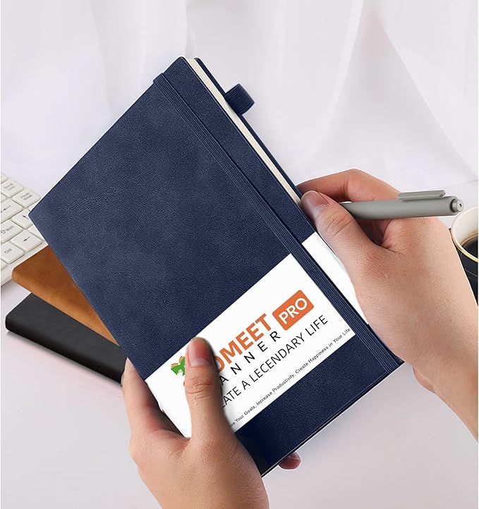 Lined Journal Notebook, 200 Pages, Leather Hardcover Notebooks, A5 College Ruled Thick Classic with Pen Loop Notebook Journals for Writing, for Women Men Office School, 5.75'' X 8.38'', Blue