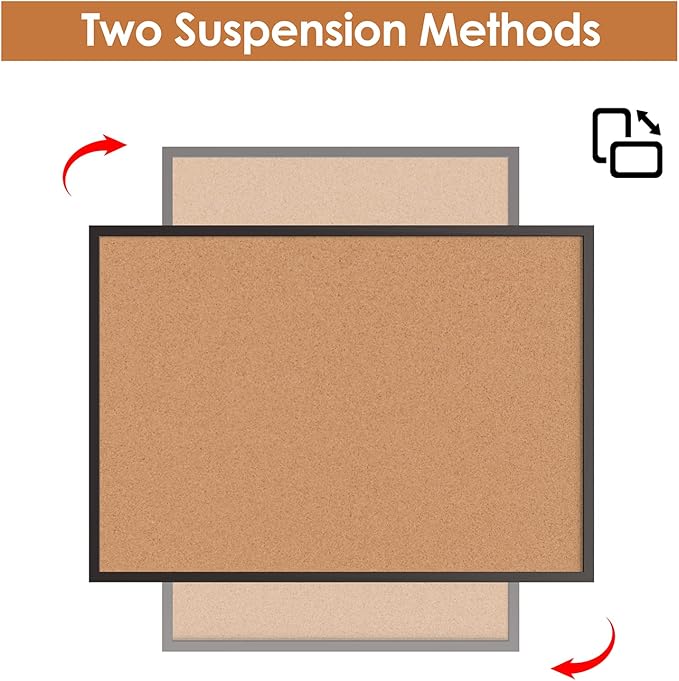 Board2by 2-Pack Cork Board Bulletin Board 36 x 48, Black Wood Framed 4x3 Corkboard, Office Board for Wall Cork, Large Wall Mounted Notice Pin Board with 32 Push Pins for School, Home & Office