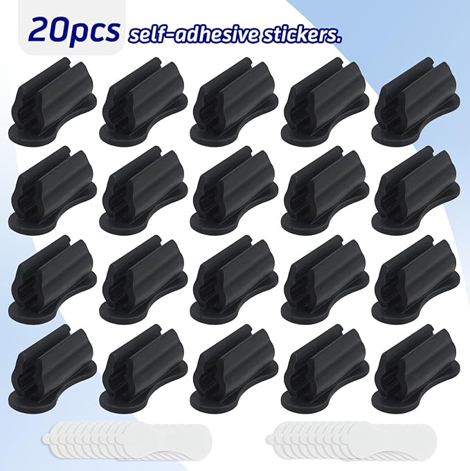 SameTech 20 Pack Adhesive Silicone Pen Holder Pencil Grips-Reusable Sticky Pencil Grips for Desk,Notebook,or Wall,Ergonomic Writing Aid for Kids&Adults,(Fits Pens,Pencils,Tools (black, 20pcs)