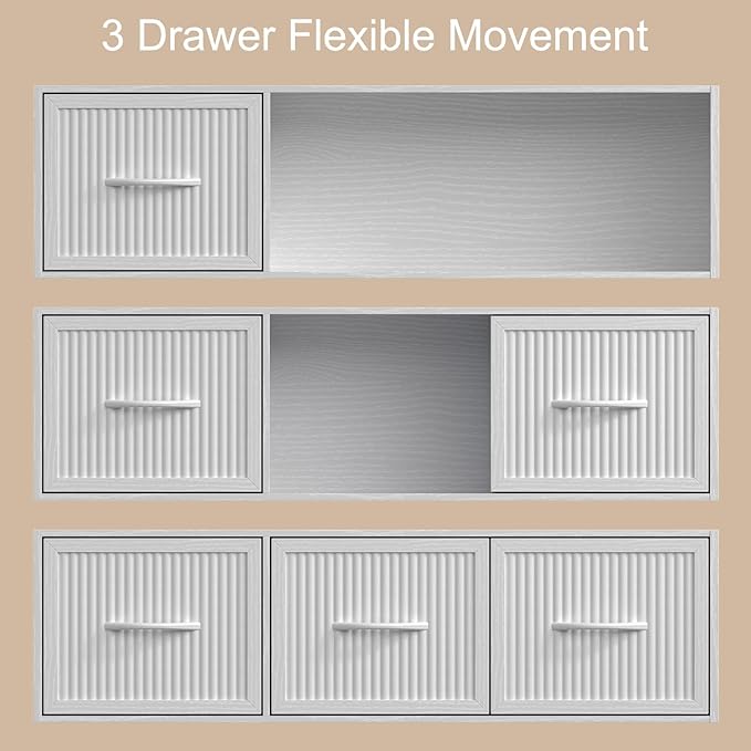 70" Tall Book Shelf and Bookcase, Tall Bookshelf with Storage, 48" Wide Modern Bookcase with Adjustable 3 Bins Storage, Large Bookshelf Wood 13" Deep Display Shelves for Living Room, Home Office,White