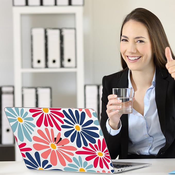 Teryeefi for MacBook Pro Case 13 inch 2022 2021 2020-2016 Release A2338 M2/M1 A2251 A2289 A2159 A1989 A1706, Clear Laptop Hard Shell with Keyboard Cover & Trackpad Film & Type C Adapter,Flowers W129