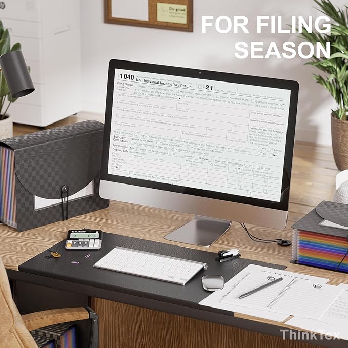 ThinkTex Accordion File Organizer, 12 - Pocket Expanding File Folders for Paper Receipts, Bills&Taxes Organizer, Portable Letter/A4 Size Document Holder for School, Office, Home with Colorful tabs