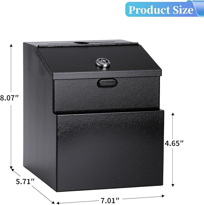 Suggestion Box with Slot and Lock Metal Wall Mounted Donation Box with 4 Keys