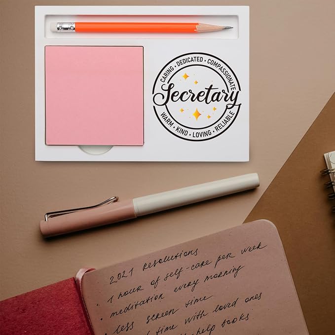 Secretary Gifts for Women Inspirational Desk Organizer with Caring Reliable Quote for Appreciation, Administrative Professionals Day, Retirement or Farewell Desk White Note Pad Holder XBCT10