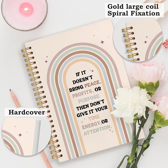 SNNDER Motivational Rainbow Spiral Notebooks, Inspirational Quote Journaling Notebook, Self Care Notebook for Note Taking, Positive Affirmation Gifts for Women, 5.5x8.3 Inch