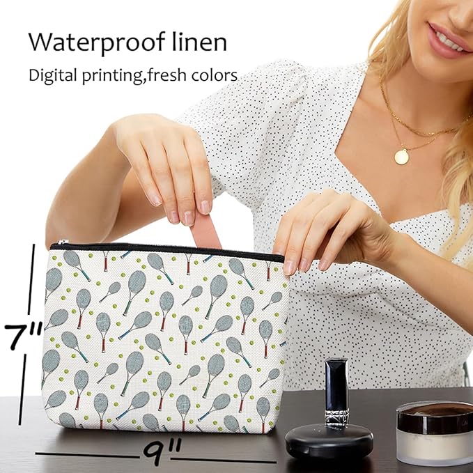 Cute Tennis Makeup Bag Tennis Gifts Tennis Accessories Tennis Lovers Travel Accessories Bag Mothers Day Birthday Inspirational Retirement Gifts for Women Friends Coach Tennis Player Sports Mom BFF