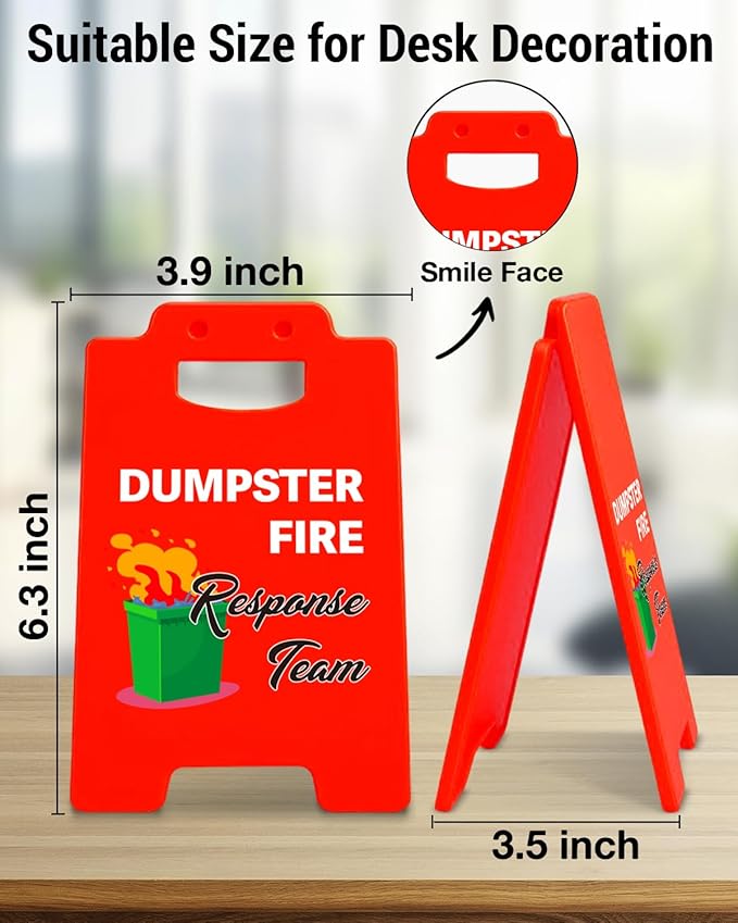 Dumpster Fire Response Team Office Desk Little Signs - Dumpster Fire Desk Accessories, Funny Office Gifts for Coworkers Women Men, Employee Appreciation Gifts