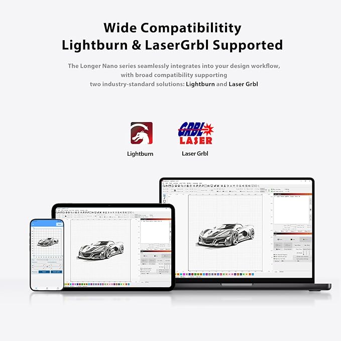 Longer Nano Portable 6W Laser Engraver, 6000mW Output Laser Cutter Machine, DIY Engraver Tool for Wood, Acrylic, Leather, Cloth, Metal, Ceramics,5000mm/s High-Speed