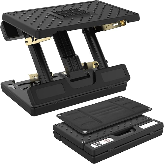 Foot Rest Under Desk, Height Adjustable Footrest with Massage Roller and Soft Pad, Foldable Ergonomic Foot Rest for Car, Underdesk, Home, Train(Black)