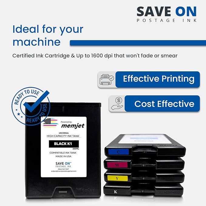 Save On Postage Ink, (2-Pack Memjet Ink Cartridge Compatible Astro 123-2412 | Memjet Ink Compatible HI-Cap Black Ink Tank for AstroJet M1 M2 S1 and M1DX | 2 Pack