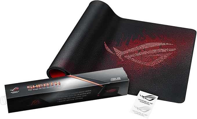 ASUS ROG Sheath BLK LTD Gaming Mouse Pad – 35.4” x 17.3", Extra-Large Surface, Black, Ultra-Smooth for Precise Mouse Control, Anti-Fray Stitched Edges, Non-Slip Base