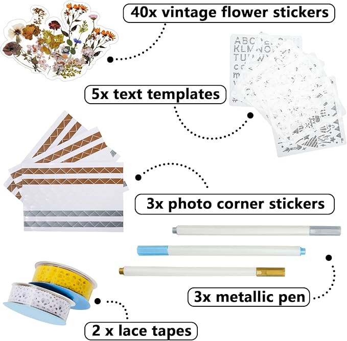 Vienrose Scrapbook 10x10 Inch Hardcover Kraft White Pages DIY Scrapbook Photo Album Linen Cover Scrap Book Photo Albums Scrapbooking Supplies Kit for Couple Family Wedding Travel