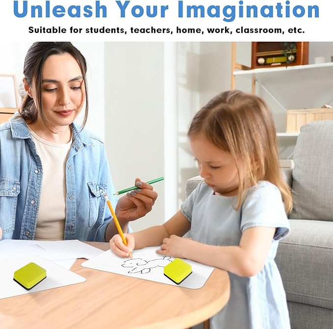 Dry Erase Lapboards, HERKKA 25 Pack Double Sided Small Dry Erase Whiteboards 9 x 12.5 Inch with 25 Erasers, Small Dry Erase Boards for Classroom Teacher Supplies, Personal White Boards for Students