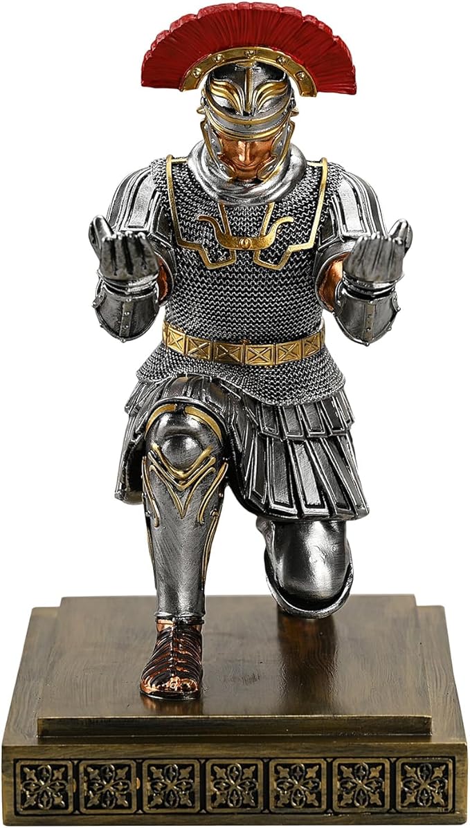Roman Legion Soldier Knight Pen Holder Pen Stand Desk Organizers and Accessories for Office and Home(Silver)