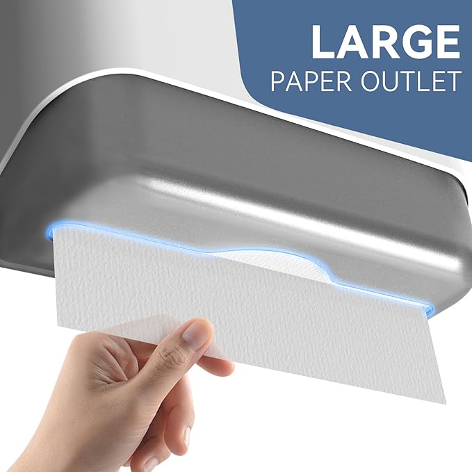 Paper Towel Dispenser Wall Mount Adhesive Multifold Trifold c-Fold Folded Commercial Paper Hand Towel Dispenser for Bathroom 10.8" L x 3.5" W x 8" H (White)