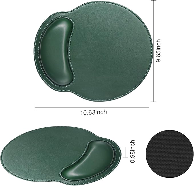 RICHEN Ergonomic PU Leather Keyboard Wrist Rest and Mouse Pad with Wrist Support, Memory Foam Set for Computer/Laptop,Gaming and Office, Comfortable for Easy Typing & Pain Relief (Dark Green)