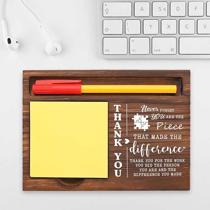 Thank You Desk Organizer Motivational Appreciation Gift for Teacher Mentor Healthcare Worker, Gift for Retirement New Job Birthday Farewell, Office Stuff Sticky Note Pad Holder Dispenser TBC172