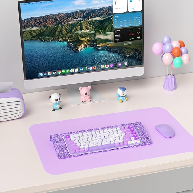 Ergonomic Computer Keyboard Stand - 17 Inch Glitter Purple Acrylic Keyboard Riser for Desk Tilted Keyboard Holder Tray with Non-Slip Strip for Home Office Easy Typing & Working