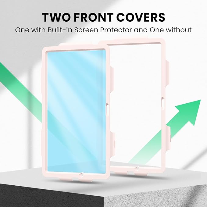 SEYMAC Case for Samsung Galaxy Tab A9+/ A9 Plus 11" (SM-X210/X216/X218), Heavy Duty Shockproof Protective Case with Screen Protector, Rotating Stand, Hand/Shoulder Strap, Multicolor/Pink