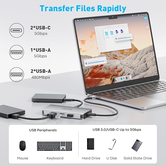 USB C Docking Station Dual Monitor with 2 HDMI, 10-in-1 Laptop Docking Station with 4K@30Hz HDMI, USB C & USB A 3.0, SD/Micro SD, 100W PD, USBC Dock for Dell XPS/HP/Lenovo/Mac/Surface etc